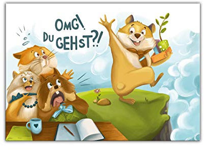 Abschiedskarte für Kollegen mit Umschlag in XXL-Format A4 lustige Klappkarte für Jobwechsel Kündigung Hamster
