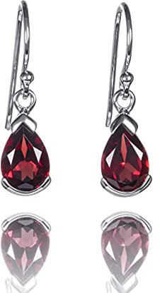 namana 925 Sterling Silber Ohrringe für Frauen mit Granat-Edelsteinen, Natur-Edelstein-Ohrringe für Damen, 925 Sterling Silber Ohrhänger mit birnenförmigem Granat, Silberschmuck, Granatschmuck