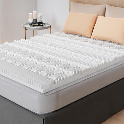 CASABEL Topper para Colchón 140 x 190 cm Espuma Viscoelástica Memory Foam 5 cm Alta Densidad - SobreColchón Doble - Zonas Ergonómicas de Soporte - para Colchones, Sofá Cama, Futón