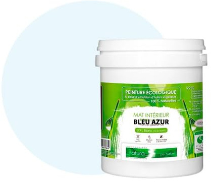 BOX DECO COULEURS Peinture murale naturelle écologique aspect mat intérieur Natura - 1L, Bleu Azur