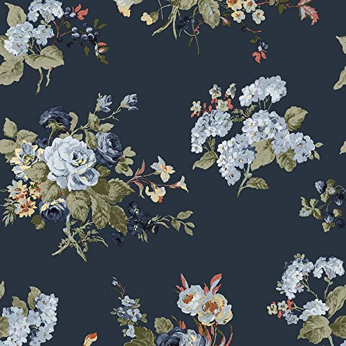 Laura Ashley Papier peint intissé Rosemore Midnight Seaspray 1005 x 52cm Bleu