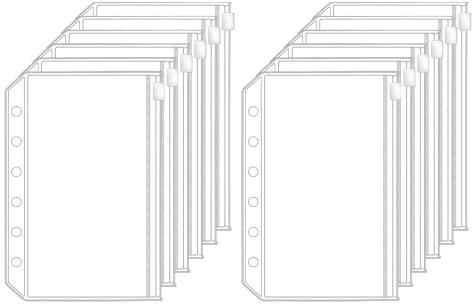 Antner Lot de 12 mini-pochettes zippées A7 à 6 trous pour budgétisation, pochettes à feuilles mobiles, pochettes d'insertion pour classeur A7 à 6 anneaux