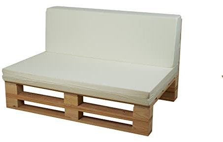Komplettes Set aus Palettensofa + Kissen-Set (Mikrofaser, Beige, 120 x 60 cm)