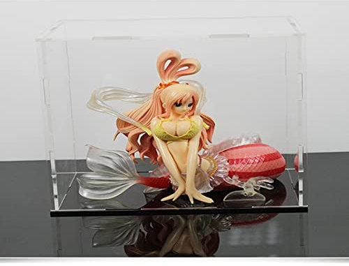MEEC Vitrine acrylique transparente, boîte de comptoir de montage avec base noire, vitrine de protection anti-poussière pour figurines d'action, jouets à collectionner (40x20x25CM)