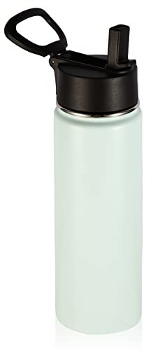 Volhoply 650ml Trinkflasche Edelstahl mit Strohhalm,Doppelwandig Vakuum Isolierte Thermosflasche Kinder,Metall Auslaufsicher Water Bottle,BPA-Frei Thermoskanne für Sport,Outdoor (Nebel Blau,22 OZ)