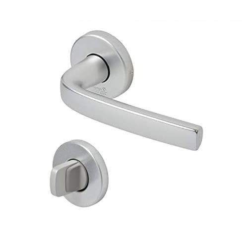 Vachette Logio - Set di maniglie per porta su rosette Ø 48 mm, condanna per porta del bagno, WC - Garanzia 10 anni - in alluminio resistente - finitura anodizzata