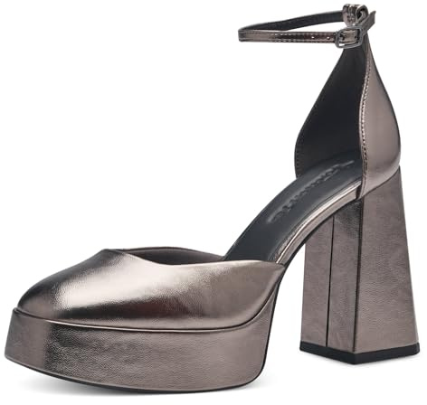 Tamaris Damen Pumps mit Riemen Vegan Blockabsatz