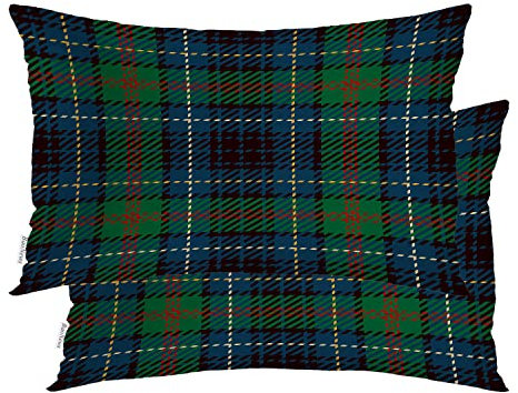 BaoNews Buffalo Plaid Tartan Throw Pillow Covers,Traditional Scottish Tiles Trendy Red Cushion Cover Digital Blended Hidden Zipper Decorative Pillowcases for Bedroom Lumbar 20X26 IN 2 Pcs