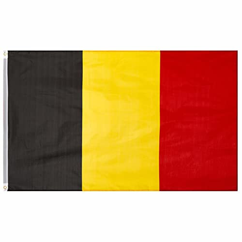 MUWO Flagge Nations Together 90 x 150 cm Nationalmanschaften, doppelseitige Gartenflagge, wetterfeste Fanflagge, Fußballflagge Polyester Länderfagge Deutschland mit Ösen (Belgien)