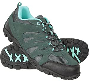 Mountain Warehouse Outdoor Womens Hiking Shoes - Suede & Mesh Upper, Mesh Lined Trainers - for Spring Summer, Hiking, Walking & Outdoors Petrol Adult Shoe Size 9