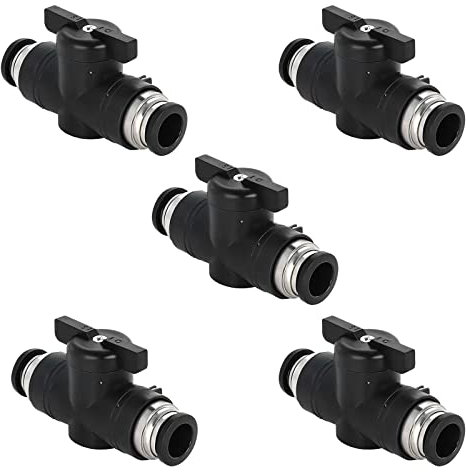 Lot de 5 raccords pneumatiques de 8 mm - Robinet d'arrêt pneumatique à air comprimé - Cordon rond - Tuyau pneumatique de 8 mm - Tête directe pneumatique pour raccord rapide à gaz (8 mm)
