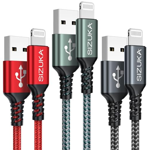 SIZUKA iPhone Ladekabel, Lightning Kabel [3Pack 2M] iPhone Schnellladekabel MFi Zertifiziert iPhone Kabel Nylon USB Lightning Kabel für iPhone 14 13 12 11 Pro/Pro Max/Mini, XR XS Max X, 8 7 6 5
