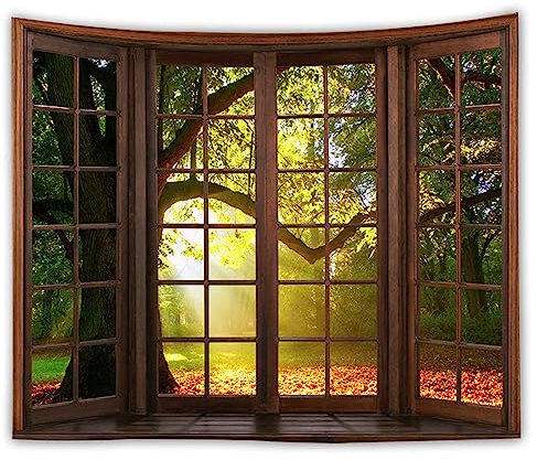 WANLIAN Wandteppich mit Waldlandschaft, Bergwandteppich, für Zuhause, Büro, Wohnheim, Innen- und Außendekoration, große Größe 150 (B) x 150 (L) cm (GTCH (19))