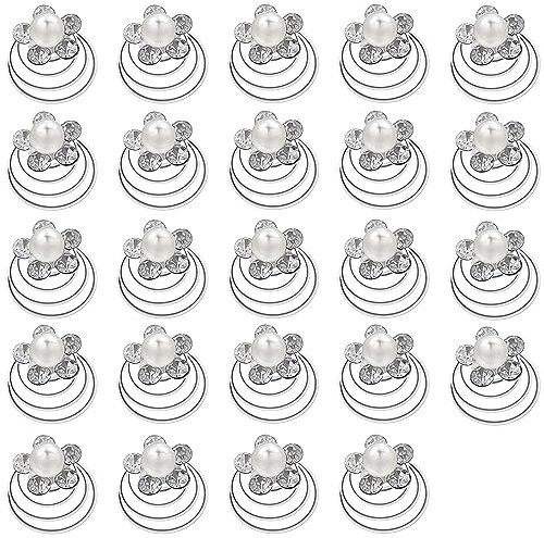 24 Stück Spirale Haarnadeln, Braut Kristall Strass Swirl Perle Haarnadeln für Frauen Mädchen Hochzeit Party