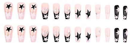Short Full Cover Nails Clear Wear French Mandarin Duck Sweet And Cool Nail Long Style Sheet (with Inner Glue Style) 1ml Acrylic Practice Hand Tips (Pink, One Size)
