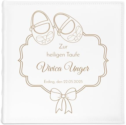 Maverton Fotoalbum zum Einstecken 10x15 cm, Einsteckalbum mit Gravur | für 500 Fotos, Photo Album für Kind, personalisierte Geschenke zur Geburt Taufe Kommunion, 33x33cm