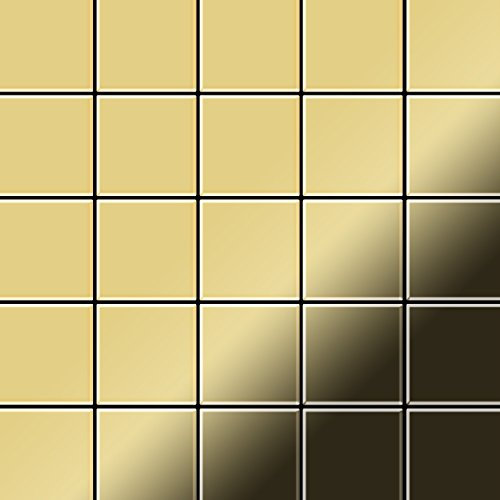 Mosaik Fliese massiv Metall Messing gewalzt in gold 1,6mm stark ALLOY Century-BM 0,5 m2