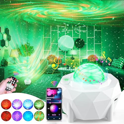 Discolicht Partylicht LED Sternenhimmel Projektor,Nachtlicht Galaxy Sternlichtprojektor mit Bluetooth und Fernbedienung,Sternenlicht mit Timer Lautsprecher für Kinder,Erwachsene, Geburtztag Geschenke