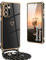 Yutwo Coque pour Samsung Galaxy S24 avec Cordon, Coque pour Samsung S24 avec Collier Housse Silicone avec Motif Coeur d'amour Antichoc Réglable Étui pour Samsung S24 avec Cordon, Noir