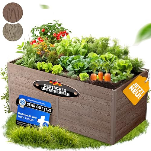 Truly Timber® Hochbeet WPC EcoFusion 166x85x71cm – extrem Langlebig [Woody-Look] Komplettpaket mit vorgebohrten Löchern | Hochbeete für Garten Hochbeete-kit Bausatz