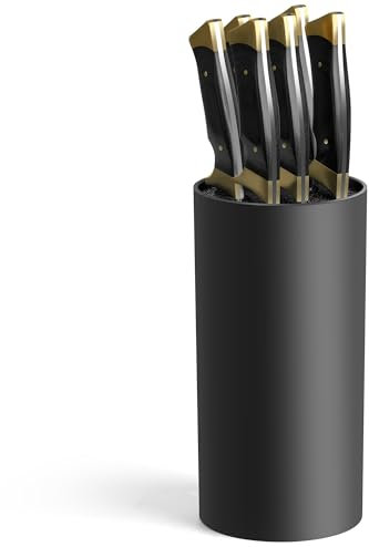 Blocs Couteaux sans Couteaux, Porte Couteaux Noir, Universel Porte-Couteaux Vides de Cuisine, pour 8 Couteaux de Toutes Sortes, Support Couteau de Cuisine avec Lattes Flexibles, 22 x 11 x 11 cm