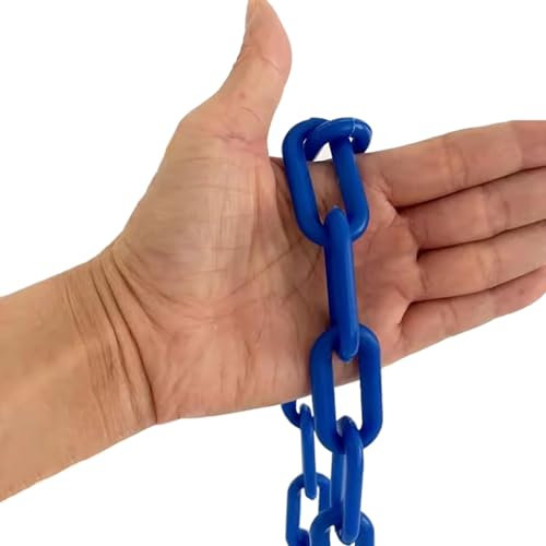 Absperrkette absperrkordel Kunststoffkettenglieder, Schwarz Blau Orange Rot Weiß Gelb Kettensicherheitsbarrieren, Für Garagen, Terrassen, Decks, Hotels, Parks Und Zaundekoration (Color : Blue, Size