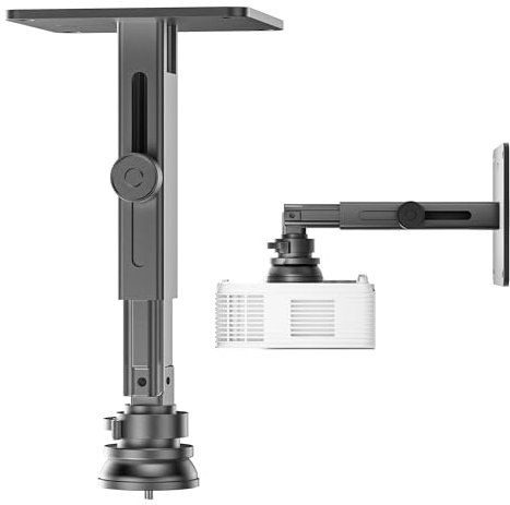 Perfectisan Projector Stand, Single Hole Hanging Height Adjustable Projector Wall Ceiling Mount, Universal Projector Mount with Retractable Arms - Aluminum Alloy Material, Load 33 lbs - Black