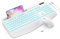 Wireless Keyboard and Mouse Combo with 7 Colored Backlits, Wrist Rest, Rechargeable Ergonomic Keyboard with Phone Holder, Silent Lighted Full Size Combo for Windows, Mac, PC, Laptop-Trueque (White)