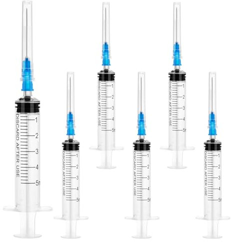 20 Stück 5 ml/cc Plastiktube 23G (0,6 x 25mm), Mehrzweck-Messwerkzeuge, Einzeln verpackt