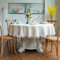 GOEXCPL Runde Tischdecke aus Baumwolle und Leinen mit Fransen, Beige Durchmesser 180 cm, Geeignet für runde Tische von 110-130 cm Durchmesser