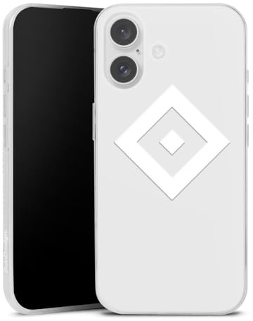 Slim Case kompatibel mit Apple iPhone 16 Silikon Handyhülle transparent Hülle extra dünn Hamburger SV Wappen HSV