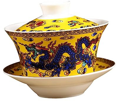 OFFSCH Taza De Cerámica Juego De Tazas Sopera De Estilo Retro Taza De Té Del Hogar Tazón De Té De Cerámica Yellow