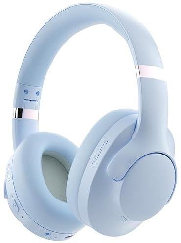Active Noise Cancelling Headphones with Microphone - 100H Playtime, Wireless Headphones Bluetooth with Deep Stereo Sound, Foldable Comfort Over Ear Headphone Wireless for Travel, Work, Commute, Blue