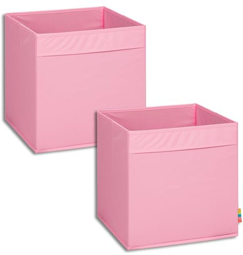 Storanda | 2er Set Aufbewahrungsbox Regal | Faltbare & Extra Stabile Kallax Boxen Aufbewahrung | Aufbewahrungskorb Regalbox für Würfelregal | Ideal für Zuhause & Kinderzimmer | 33x33x33 cm | Rosa