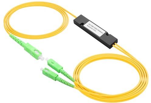 PNGKNYOCN SC APC divisor de fibra óptica,SC/APC 1x2 FBT monomodo divisor de fibra óptica para el sistema de comunicación de fibra óptica, fibra óptica LAN(Longitud total: 2M)