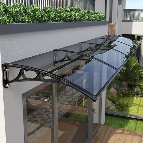 Pensilina Tettoia Per Porta Curve Tendalino Per Finestra, Tettoia Per Porta E Ingresso, Staffe Curve In Alluminio, Tenda Da Veranda Per Esterno,Porta,Garage,Balcone, Facile Installazione(Gray,80x80cm/