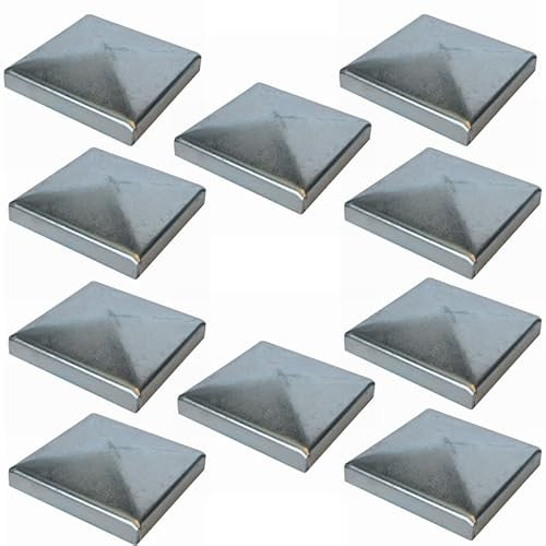 Innbee® 10 x Pfostenkappe 40x40x1,2 Zaun Kappe Stahl Konisch Deckel Zink Abdeckkappe eckig Metall Pyramidenform Holzpfosten Garten Zaunpfosten Umzäunung SET