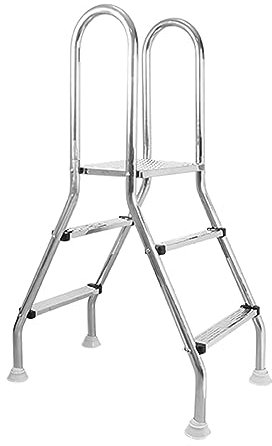 Generico Scaletta Antiscivolo per Piscina, Sistema di Ingresso/Uscita a 2 gradini per Piscine Fuori Terra, gradini Rimovibili, Adatta a Piscine Alte 80-160 cm, Design Resistente Color Argento.