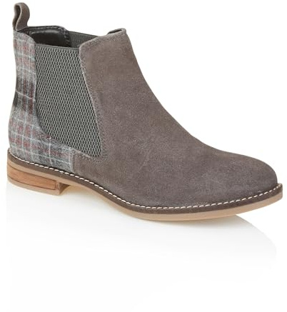 Silver Street London Jenny Premium Suede Leather Womens Boots Comfortable Lightweight Chelsea Boots, Grey, UK 4