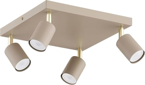 KAR LIGHTING Deckenleuchte 4-flammig Beige Eckig – schwenkbarer Deckenstrahler & LED Spotlampe aus Metall – GU10 Strahler für Küche, Wohnzimmer, Flur – modern & LED geeignet