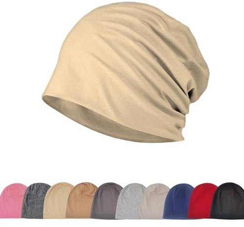 Djfkey Slouch Beanie Dünne leichte Baumwollmütze für Damen und Herren | Weiche ganzjährig nutzbare Kopfbedeckung für Alltag, Wanderungen, unter dem Helm und zum Schlafen