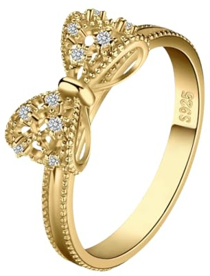 Gkaopi Ringe Gold für Damen Vergoldete Wickelring Schleife Verlobungsring Promise Eheringe Silber 925 Stapelringe mit Zirkonia Wasserfest Statement Ring Hochzeitsringe Antragsring Schmuck