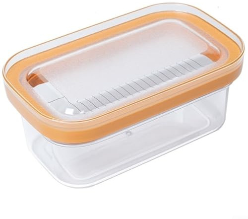 Beurrier en plastique PP transparent conçu pour garder votre tartinade fraîche plus longtemps (orange)