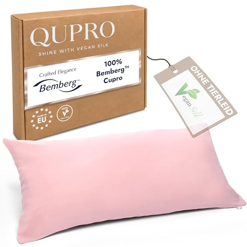 QUPRO Veganer Seidenkissenbezug 40x80 -bis zu 70% glatter als Maulbeerseide | Kopfkissenbezug Seide VEGAN - Antistatisch, feuchtigkeitsausgleichend & reibungsarm für Haut & Haare I Silk Pillowcase