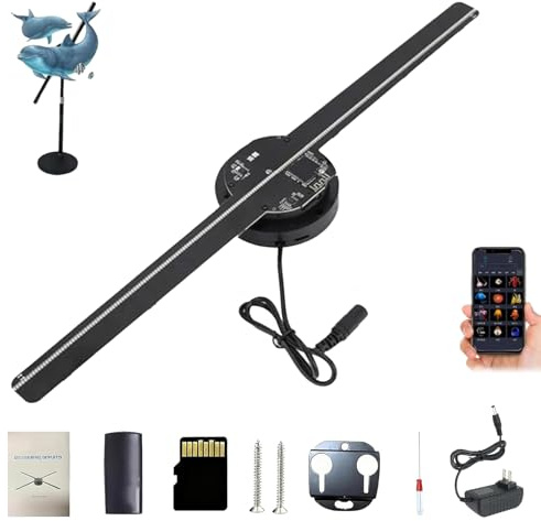 My Holo Screen, 3D Hologram Fan Projector, Holoscreen Fan, 16.5-inch 3D Myholoscreen with WiFi ＆ App Control, DIY Content, 224 High-Brightness LEDs, for Trade Shows, Parties, Events (1Set)