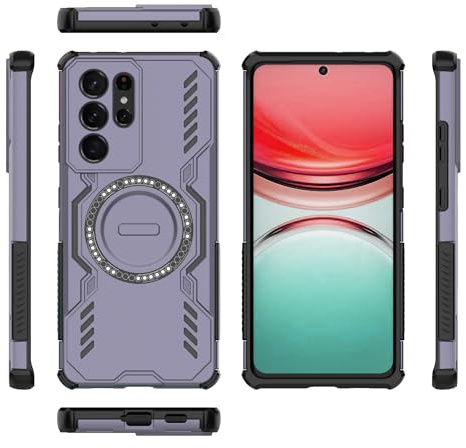 Cabina telefonica Compatibile con Samsung Galaxy S21 Ultra 5G, custodia robusta, antiurto, rigida, sottile e solida, con supporto for la ricarica wireless. Cover posteriore per smartphone(Mor)