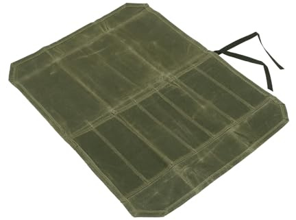 Knife Roll Bag, Waxed Canvas Knife Bag, 7 Slots Knife Cutlery Tool Roll Case Storage Bag Cutlery Tool Roll Chefs Knife Roll Bag Chef Knife Bag for Pro Chefs or Culinary Enthusiasts (Army Green)