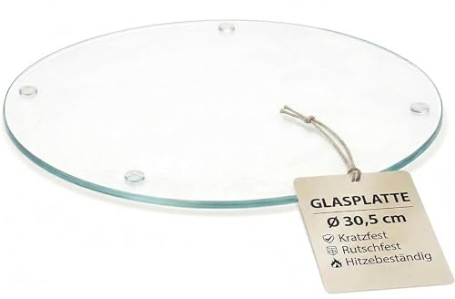 getgastro Glasbrett Bastelunterlage, DURCHSICHTIG KLAR, Schneidematte Glas für Bastelarbeiten, Craft Cutting Board, Arbeitsplatte für Modellbau & Polymer Clay, hitzebeständig (Ø 30,5 cm, 1 Stück)