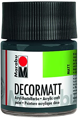 Marabu 14010005079 - Decormatt Acryl Dunkelgrau 079, 50 ml, samtmatte Acrylfarbe auf Wasserbasis, cremig und farbintensiv, speichelfest, wetterfest, zum freien Malen und Schablonieren