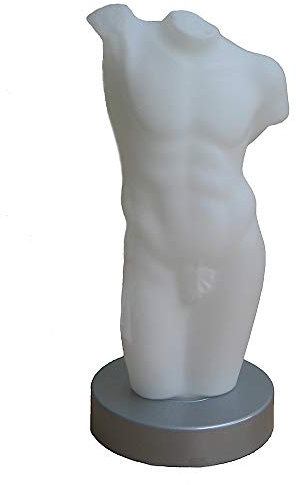 Hochwertige mundgeblasene Vollglas Tisch-Leuchte-Lampe Torso Hero H: 36 cm, Fuß D: 16 cm, Fenster-Kommode-Nachttisch-Schrank-Stimmungs-Dekorations-Leuchte-Lampe